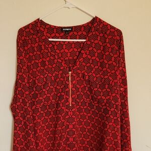 Express Floral Red and Black Snow Flake Print